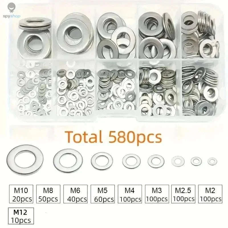 304 Stainless Steel Flat Washers Set for Reliable Fastening-WHITE / 360Pcs