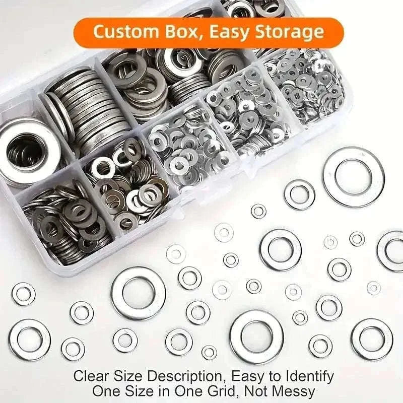 304 Stainless Steel Flat Washers Set for Reliable Fastening-WHITE / 360Pcs