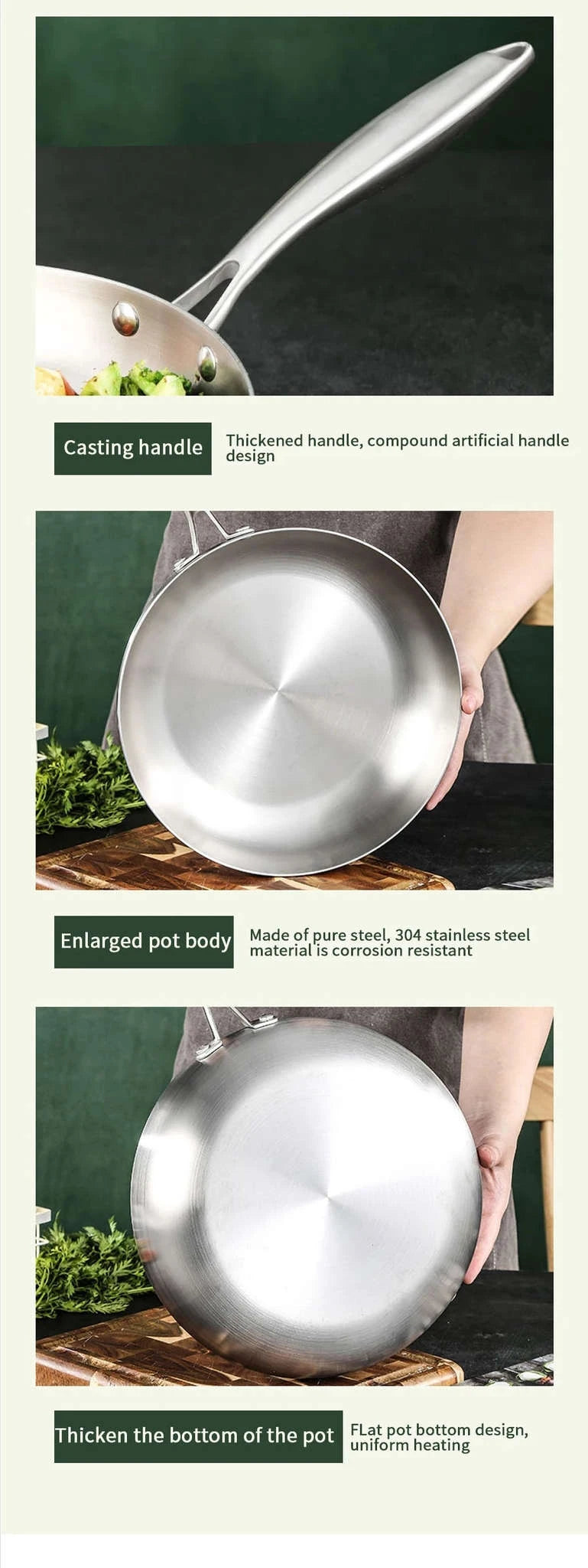 304 Stainless Steel Frying Pan-22cm / Frying Pan