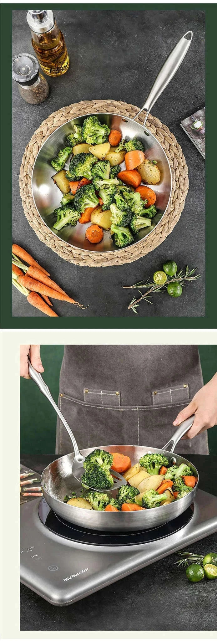 304 Stainless Steel Frying Pan for Everyday Cooking-22cm / Frying Pan