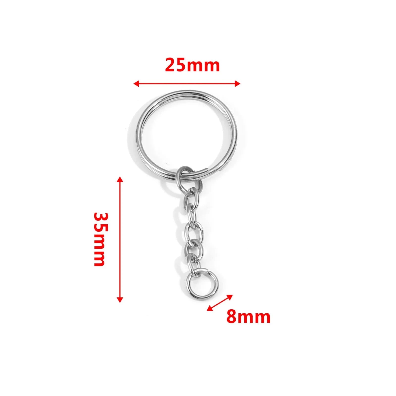304 Stainless Steel Silver Round Keychain Rings, 30mm, 5pcs-Style3 / 30mm Dia.