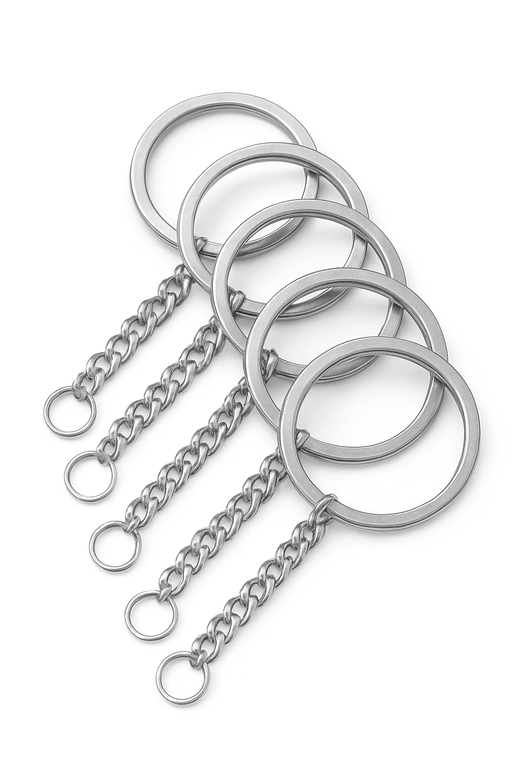 304 Stainless Steel Silver Round Keychain Rings, 30mm, 5pcs-Style3 / 30mm Dia.