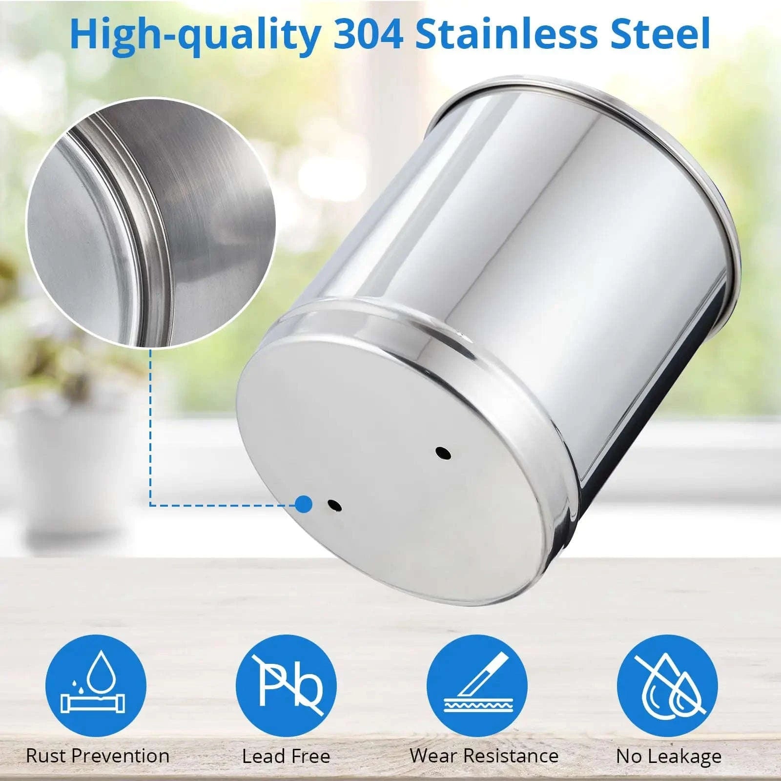 304 Stainless Steel Water Filter System with 2 Carbon Filters, 2.25 Gallon-Silver / United States