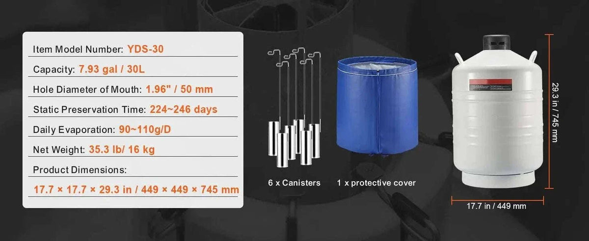 30L Liquid Nitrogen Tank Dewar with Long Storage Time & Canisters-3L / spain