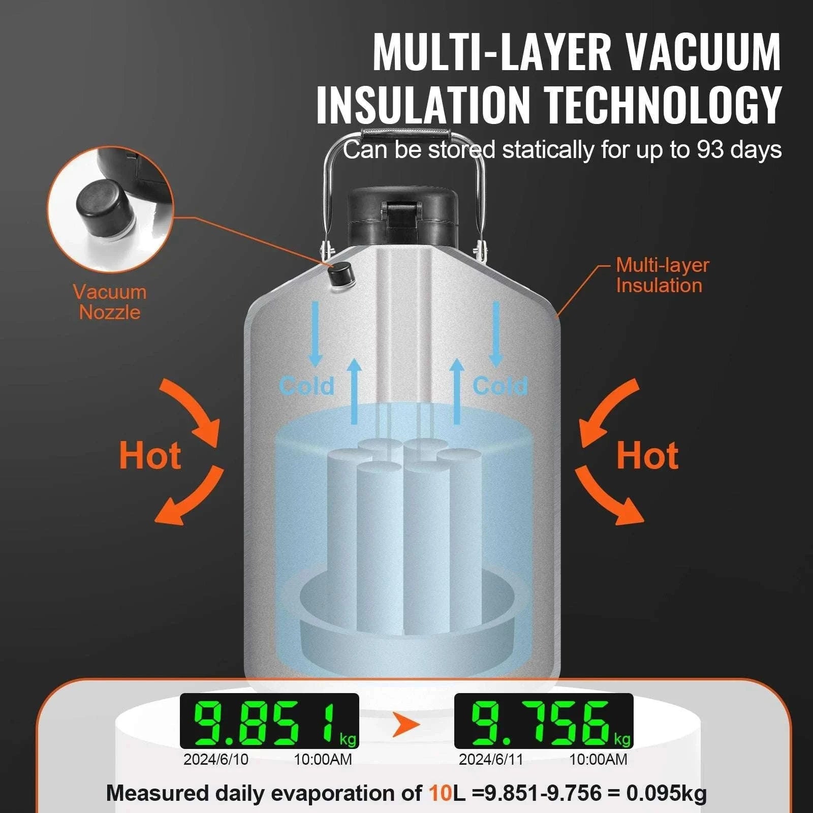 30L Liquid Nitrogen Tank Dewar with Long Storage Time & Canisters-3L / spain
