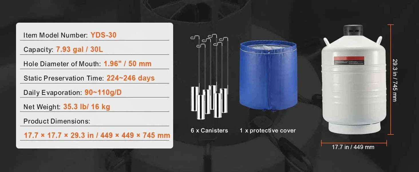 30L Liquid Nitrogen Tank Dewar with Long Storage Time & Canisters-3L / spain