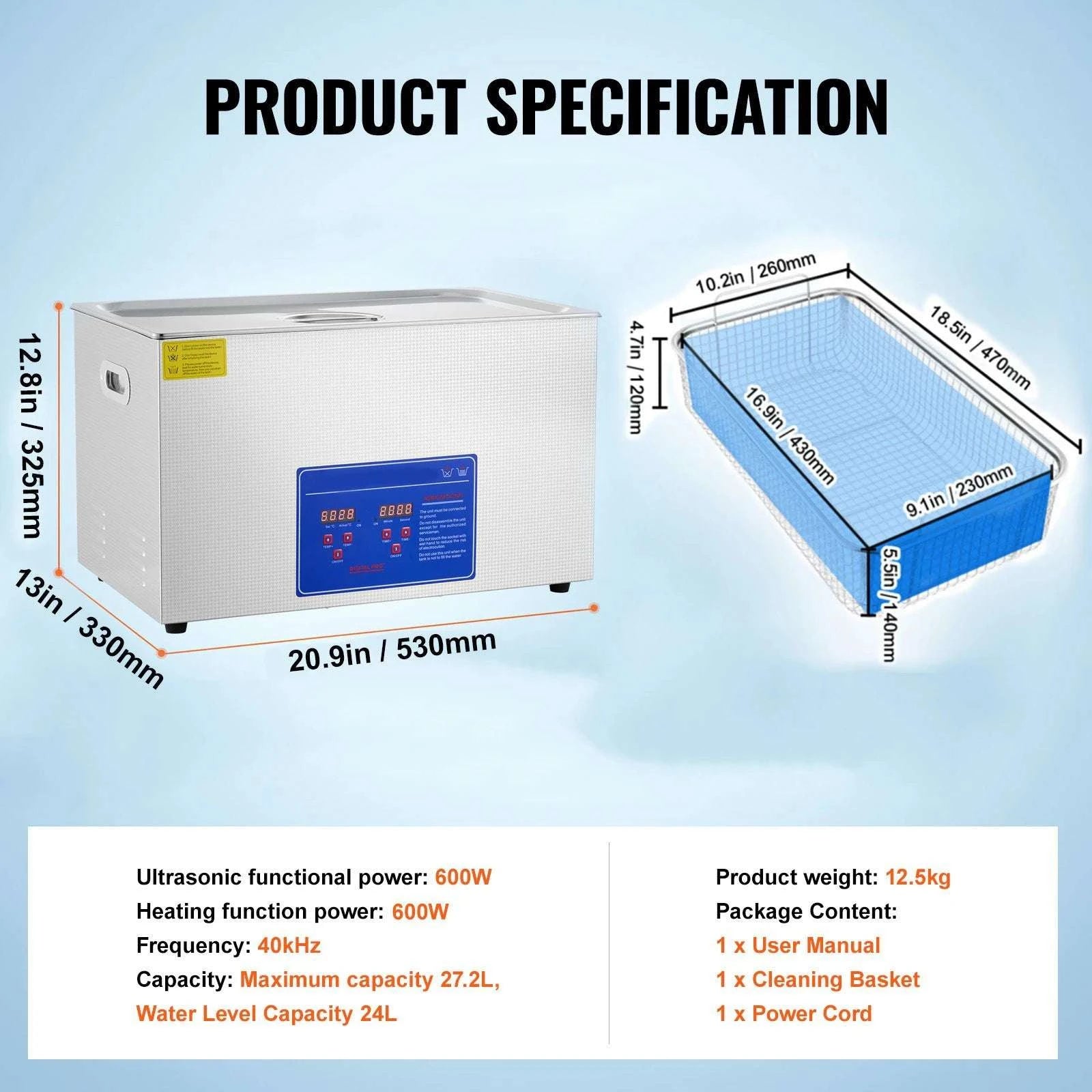 30L Ultrasonic Cleaner with Heater & Timer for Deep Precision Cleaning-30L / CZECH REPUBLIC