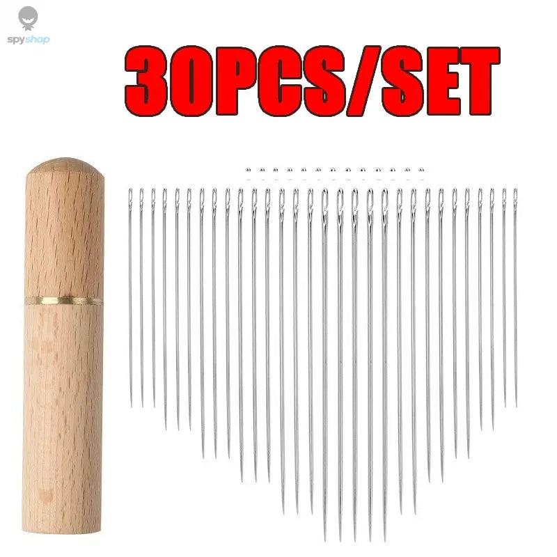 30pcs Blind Sewing Needle Elderly Stainless Steel Quick Automatic Self-Threading Needle Stitching Pins DIY Punch Needle Threader Spy-shop.com