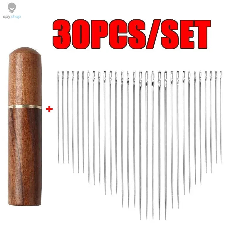 30pcs Blind Sewing Needle Elderly Stainless Steel Quick Automatic Self-Threading Needle Stitching Pins DIY Punch Needle Threader Spy-shop.com
