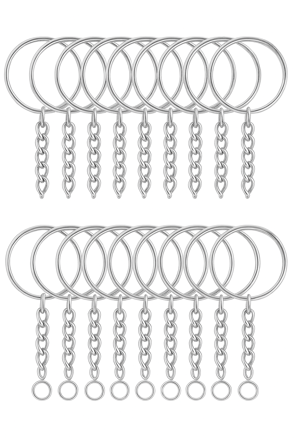30 stuks zilver-geplateerde metalen blanco sleutelhanger sleutelhanger split sleutelring met ketting klimhaken karabijn sleutelhanger ringen accessoires