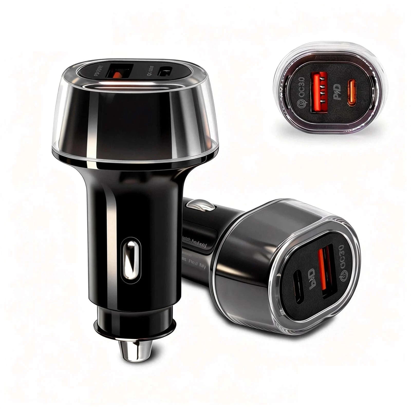 30W Car Charger with Built-In GPS Tracker and Find My Support-iOS and Android