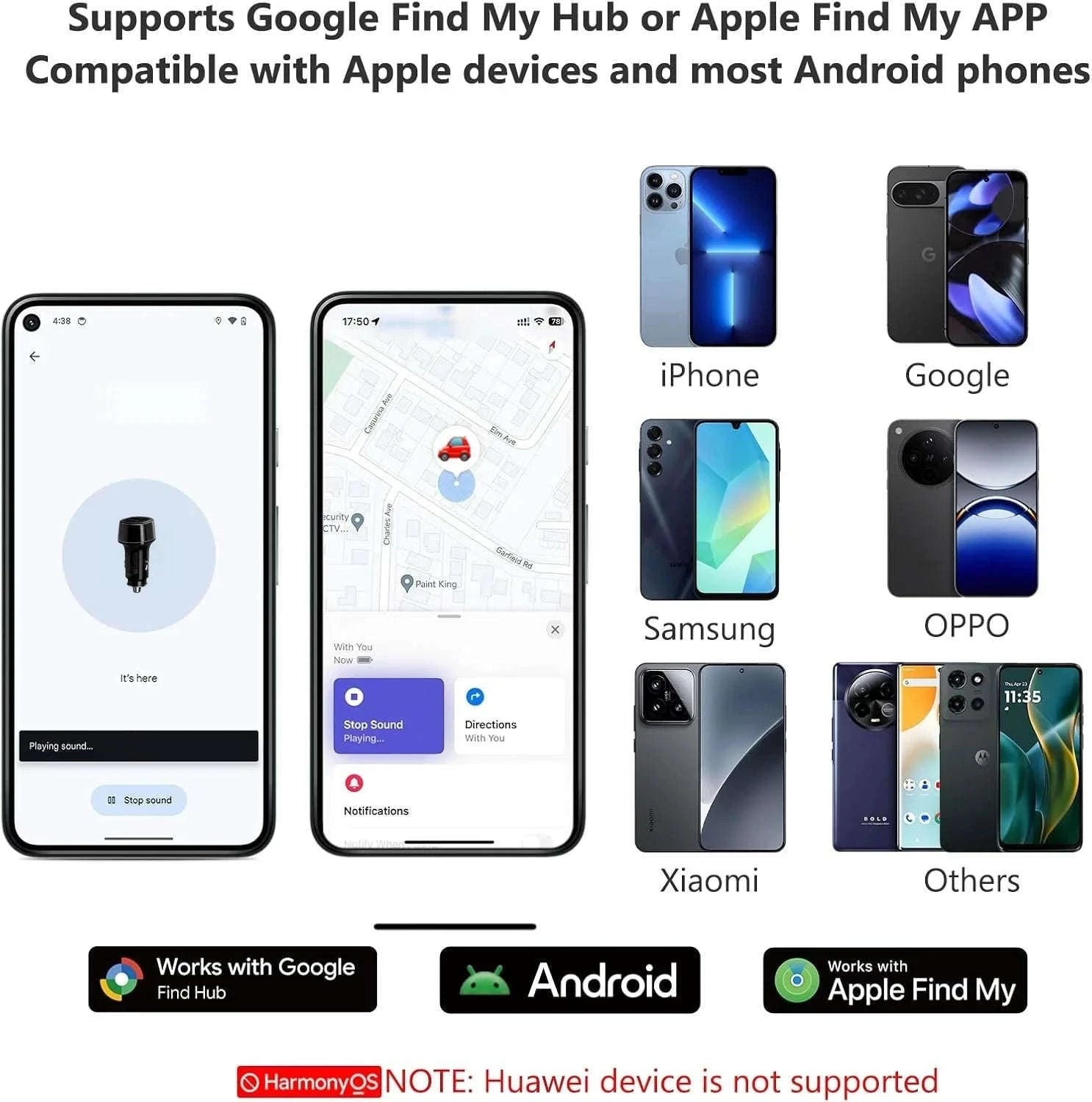 30W Car Charger with Built-In GPS Tracker and Find My Support-iOS and Android