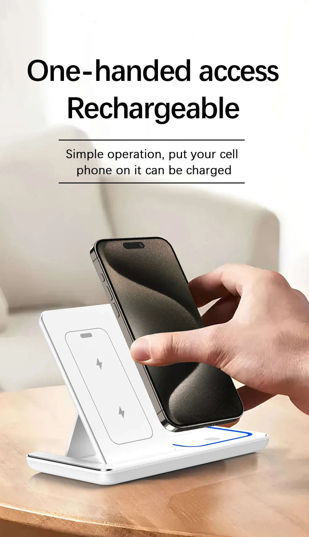 30W Fast 3 in 1 Wireless Charger Stand-black