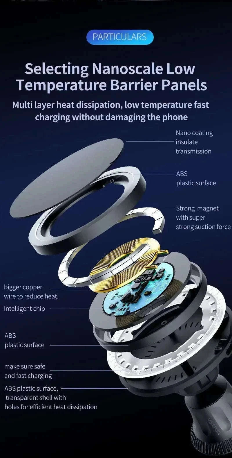 30W Magnetic Car Wireless Charger with RGB Lighting-RGB With Cable