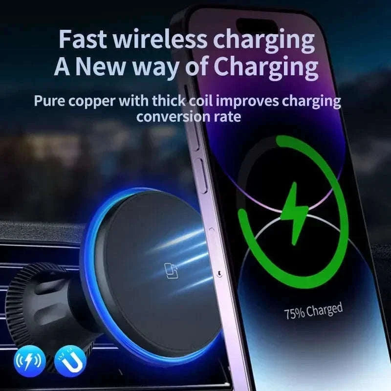 30W Magnetic Car Wireless Charger with RGB Lighting-RGB With Cable