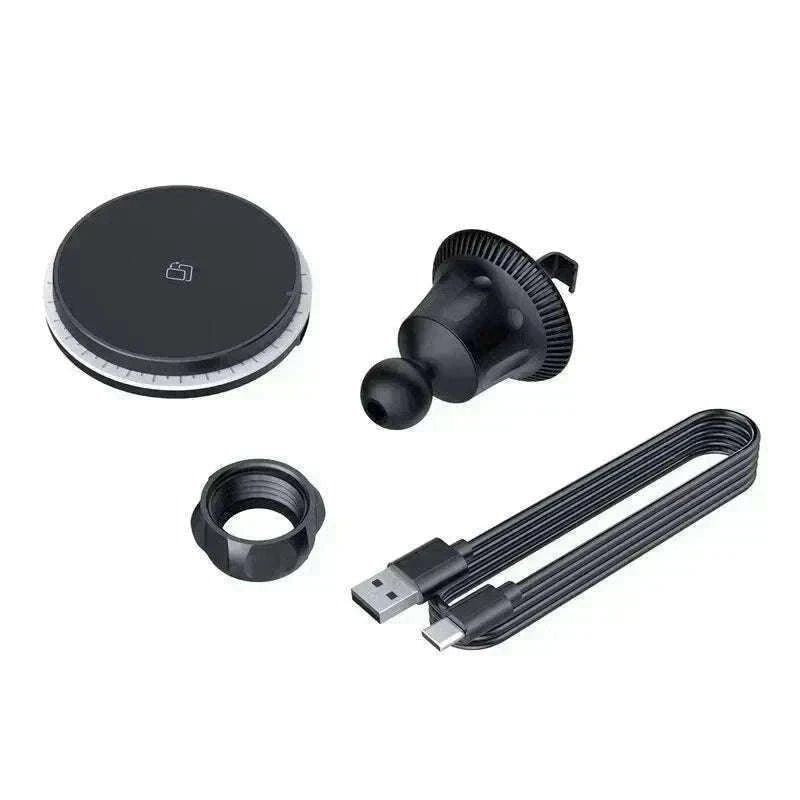 30W Magnetic Car Wireless Charger with RGB Lighting-RGB With Cable