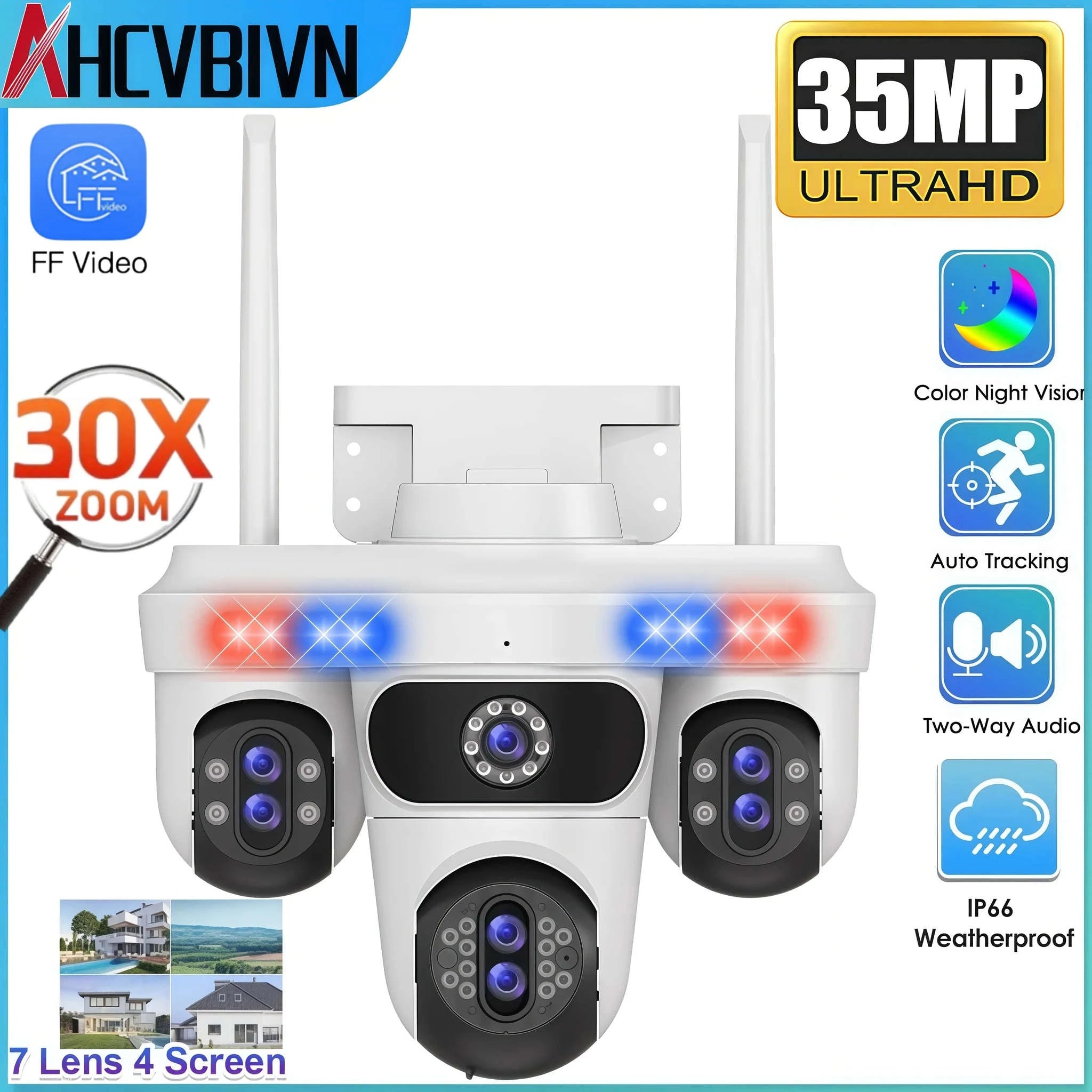 30x Optical Zoom PTZ Security Camera with 4-Area View-35MP WIFI No Card / Poland