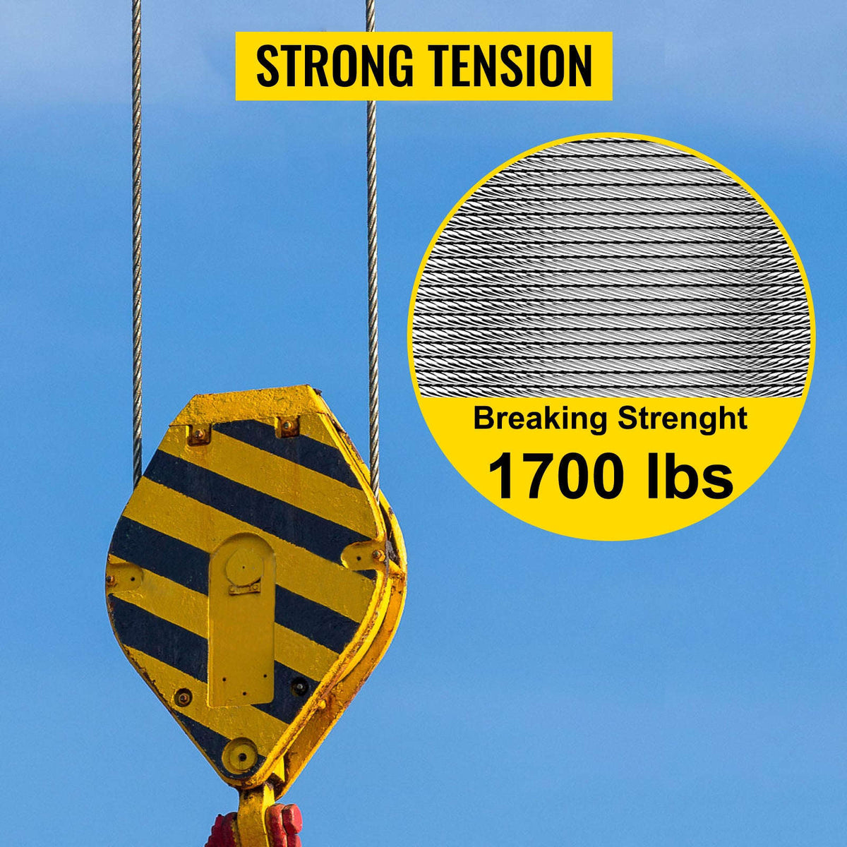 316 Stainless Steel Wire Rope 500 Ft 1/8 in 7x7-152M x 3.2MM / Germany