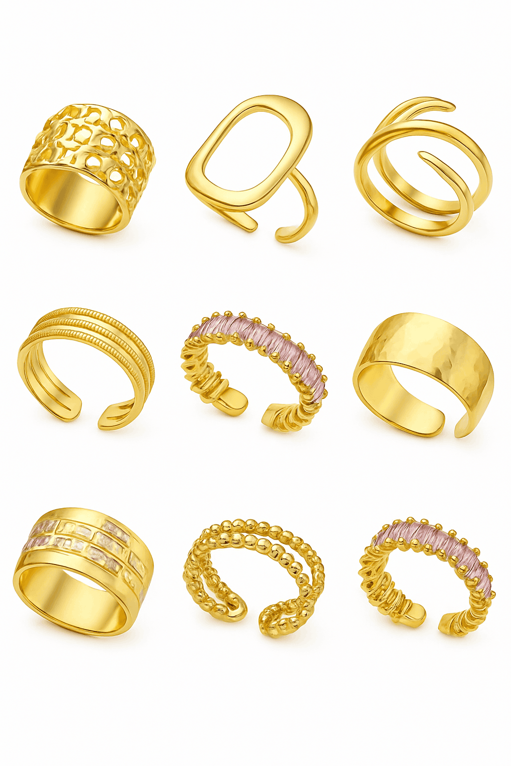316L Stainless Steel Gold Ring for Women and Couples-JZ3111P-4 / Diameter 17mm / Gold color