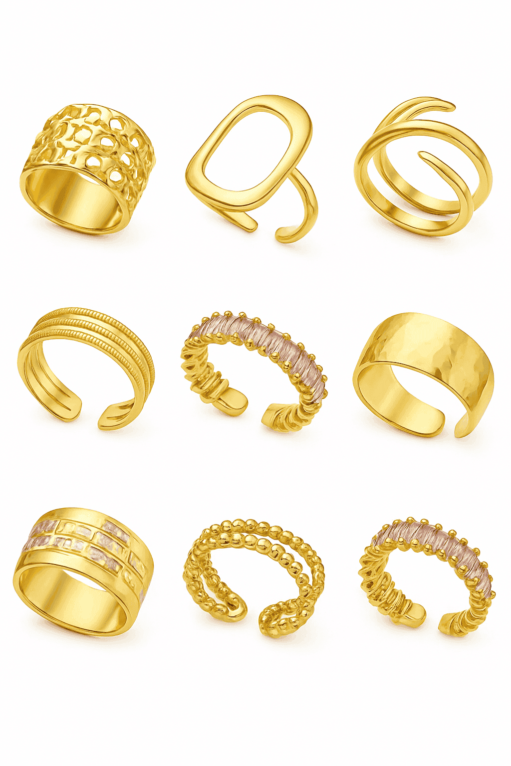 316L Stainless Steel Gold Ring for Women and Couples-JZ3111P-4 / Diameter 17mm / Gold color