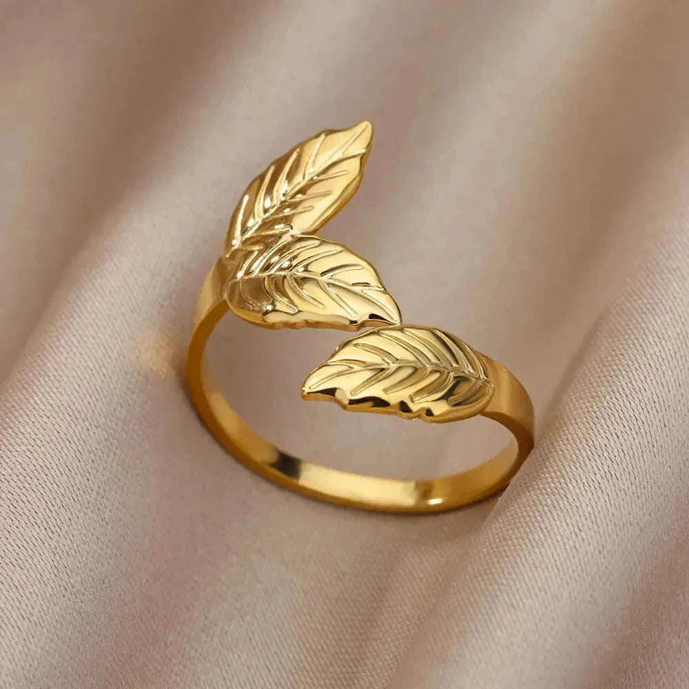 316L Stainless Steel Gold Ring for Women and Couples-JZ3111P-4 / Diameter 17mm / Gold color