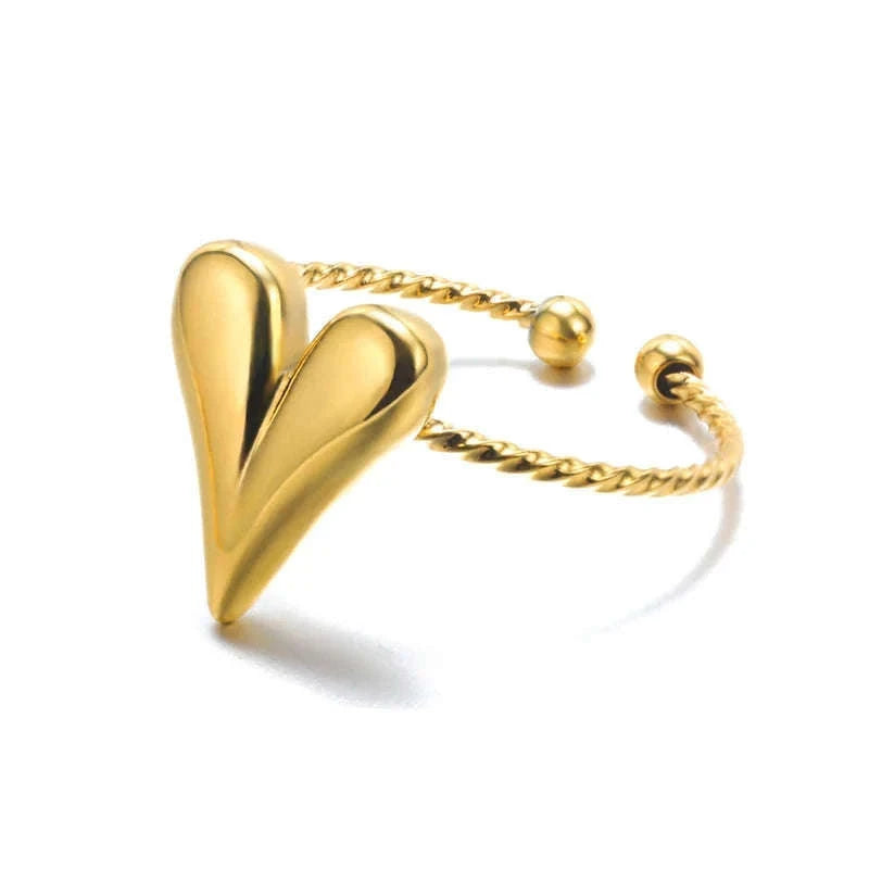 316L Stainless Steel Gold Ring for Women and Couples-JZ3111P-4 / Diameter 17mm / Gold color