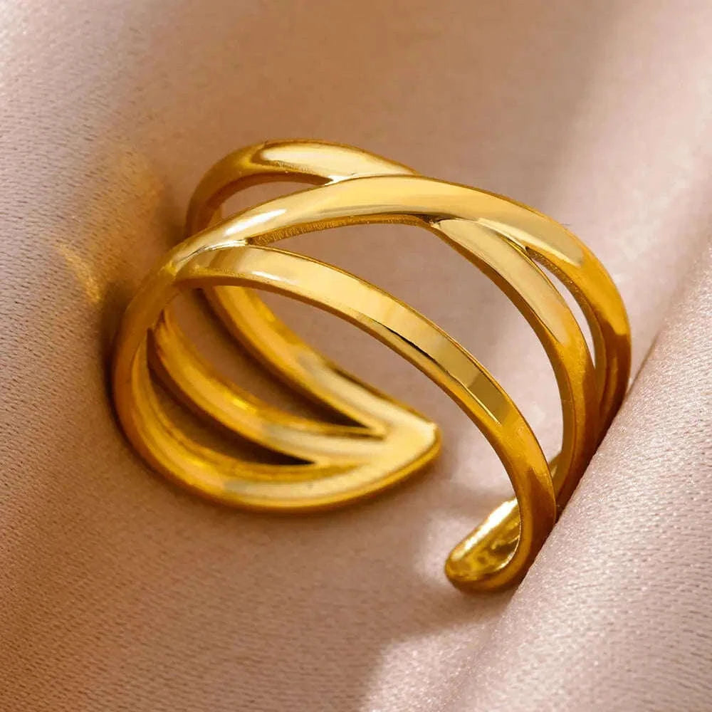 316L Stainless Steel Gold Ring for Women and Couples-JZ3111P-4 / Diameter 17mm / Gold color