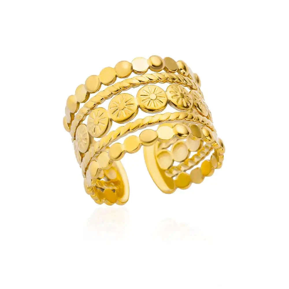 316L Stainless Steel Gold Ring for Women and Couples-JZ3111P-4 / Diameter 17mm / Gold color