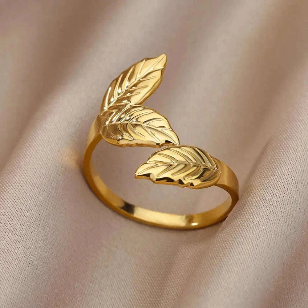 316L Stainless Steel Gold Ring for Women and Couples-JZ3111P-4 / Diameter 17mm / Gold color