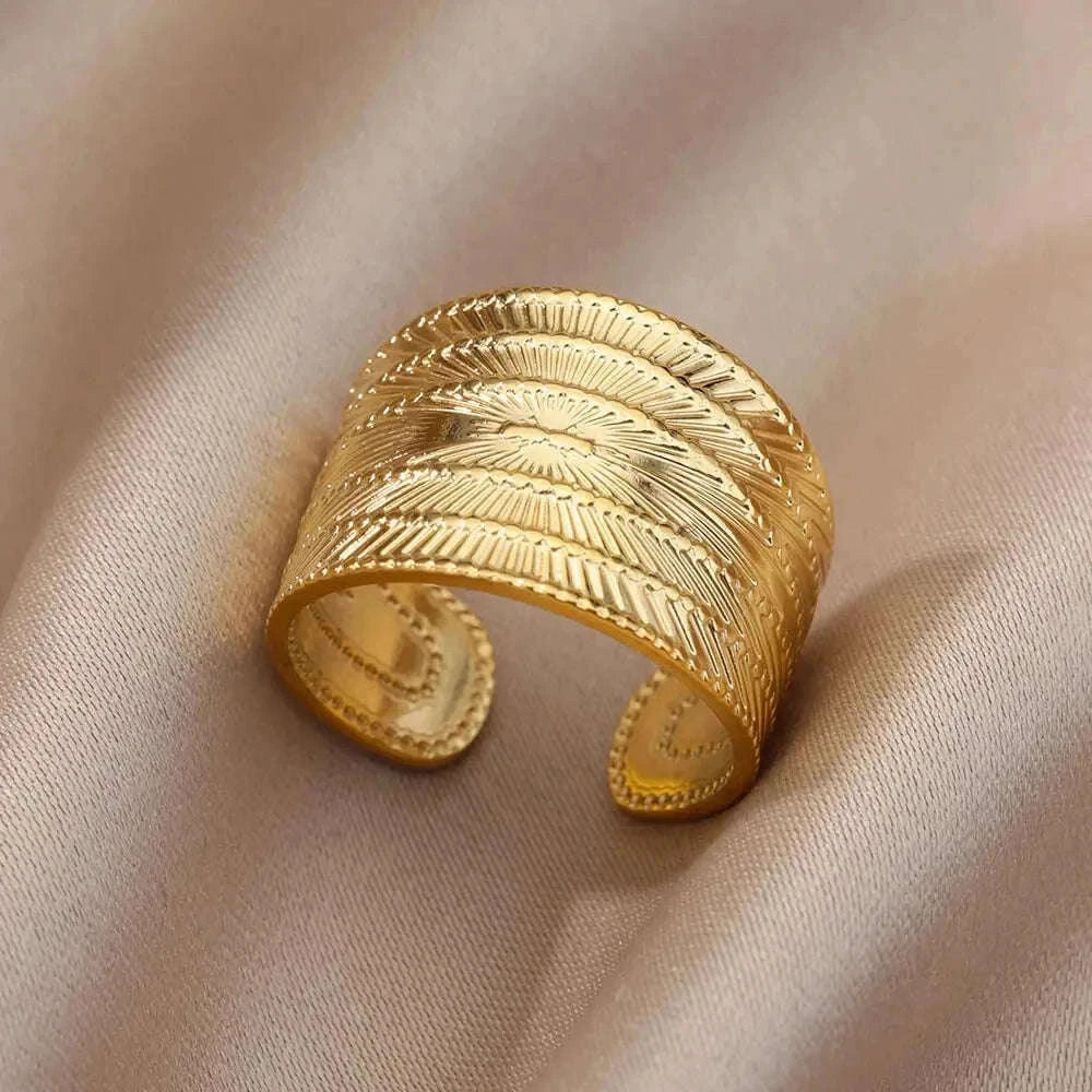 316L Stainless Steel Gold Ring for Women and Couples-JZ3111P-4 / Diameter 17mm / Gold color