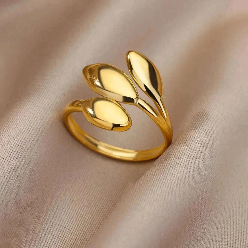 316L Stainless Steel Gold Ring for Women and Couples-JZ3111P-4 / Diameter 17mm / Gold color