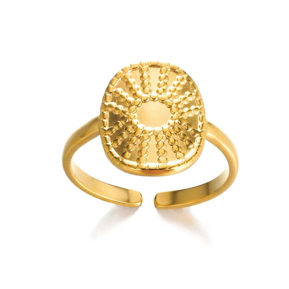 316L Stainless Steel Gold Ring for Women and Couples-JZ3111P-4 / Diameter 17mm / Gold color