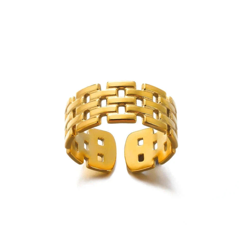 316L Stainless Steel Gold Ring for Women and Couples-JZ3111P-4 / Diameter 17mm / Gold color