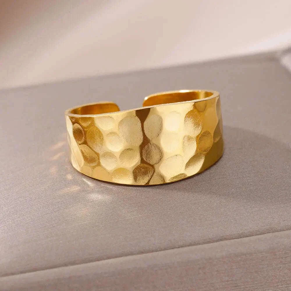 316L Stainless Steel Gold Ring for Women and Couples-JZ3111P-4 / Diameter 17mm / Gold color