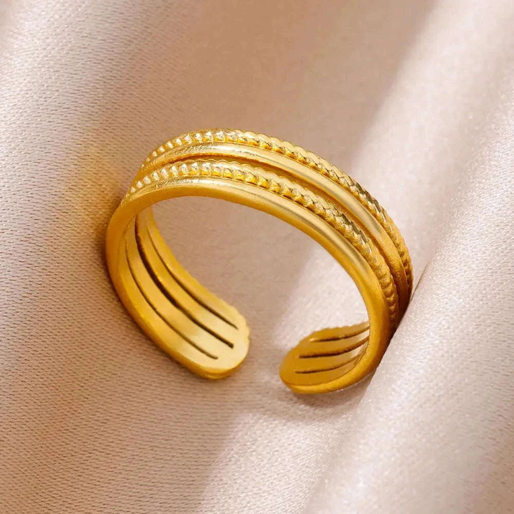 316L Stainless Steel Gold Ring for Women and Couples-JZ3111P-4 / Diameter 17mm / Gold color