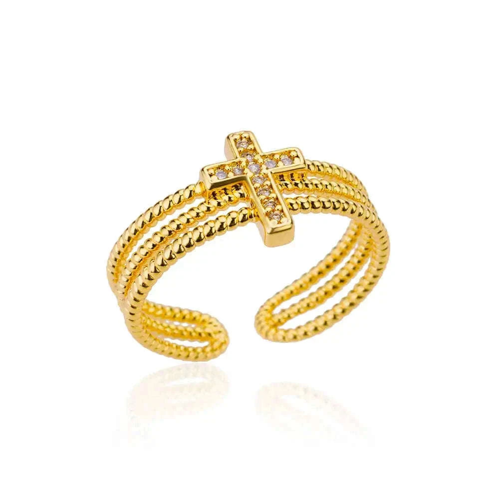 316L Stainless Steel Gold Ring for Women and Couples-JZ3111P-4 / Diameter 17mm / Gold color