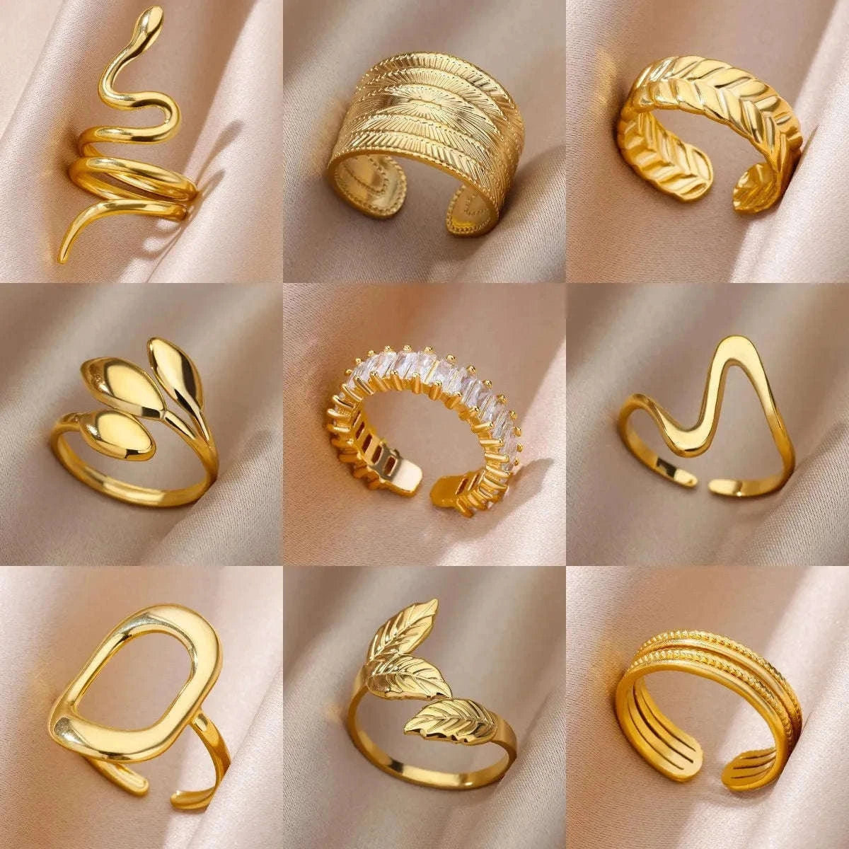 316L Stainless Steel Gold Ring for Women and Couples-JZ3111P-4 / Diameter 17mm / Gold color