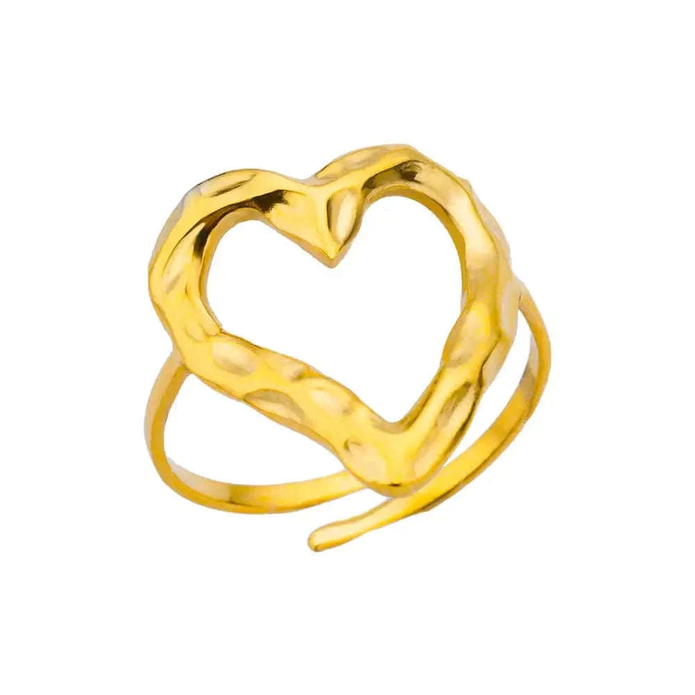 316L Stainless Steel Gold Ring for Women and Couples-JZ3111P-4 / Diameter 17mm / Gold color