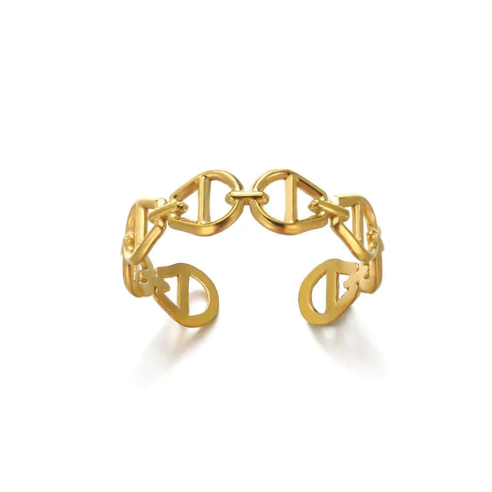 316L Stainless Steel Gold Ring for Women and Couples-JZ3111P-4 / Diameter 17mm / Gold color