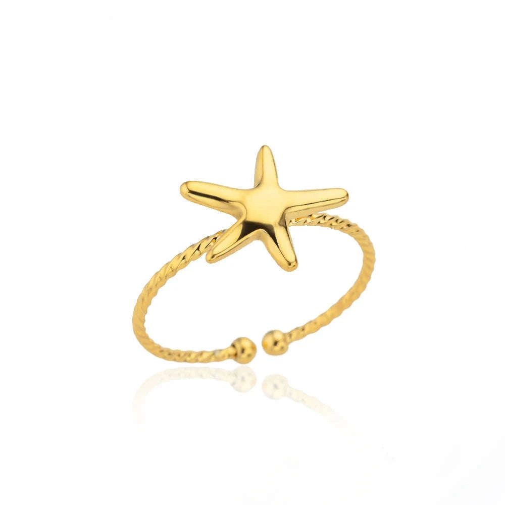 316L Stainless Steel Gold Ring for Women & Couples-JZ3111P-4 / Diameter 17mm / Gold color