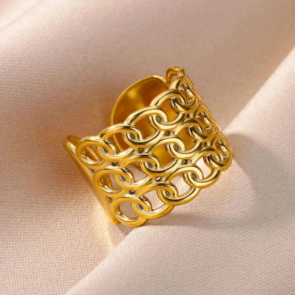 316L Stainless Steel Gold Ring for Women & Couples-JZ3111P-4 / Diameter 17mm / Gold color