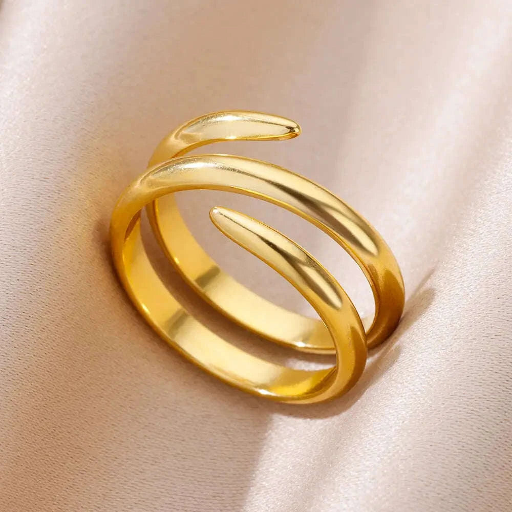 316L Stainless Steel Gold Ring for Women & Couples-JZ3111P-4 / Diameter 17mm / Gold color
