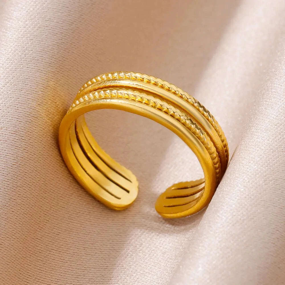 316L Stainless Steel Gold Ring for Women & Couples-JZ3111P-4 / Diameter 17mm / Gold color