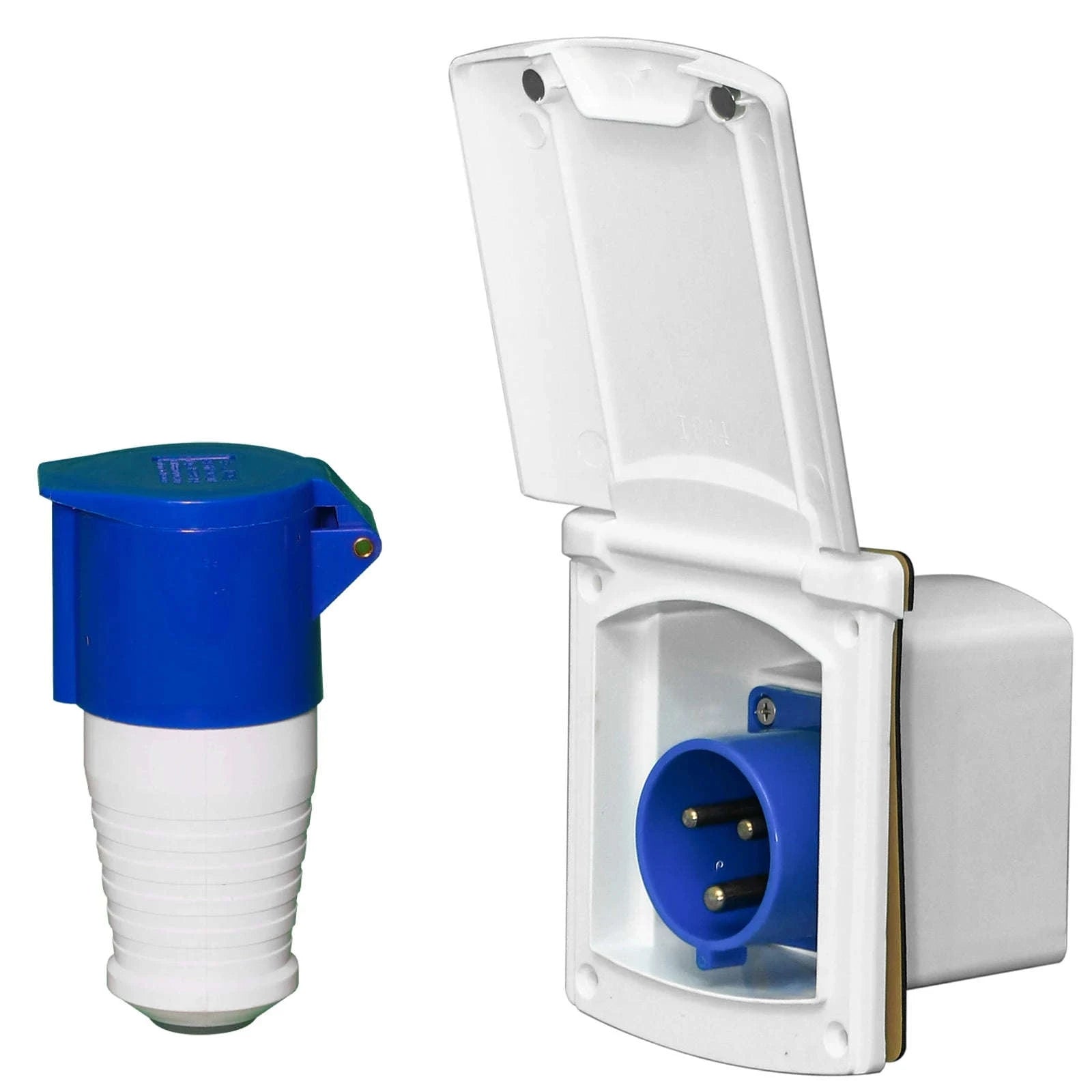 32 Amp RV Inlet Plug and Outlet Box Kit-White / Germany