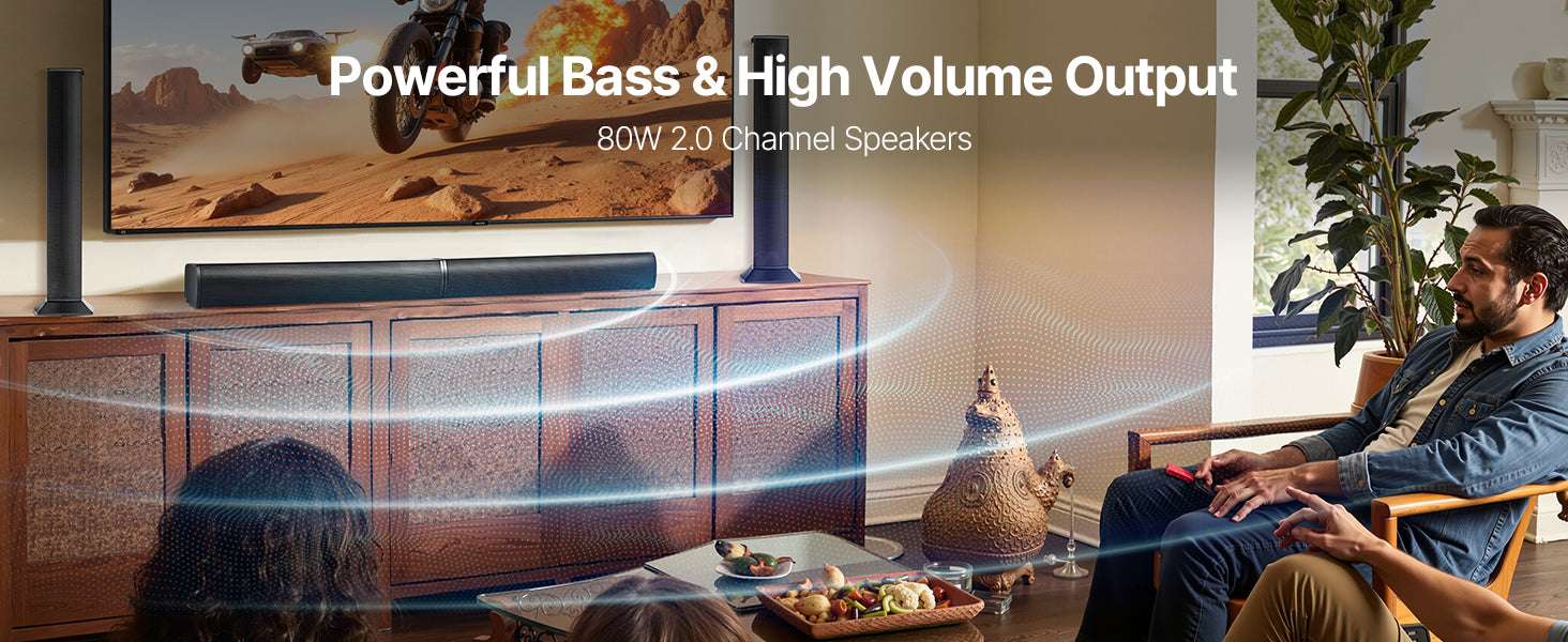 32-Inch Detachable Soundbar 80W Bluetooth TV Speaker System-80W / United States