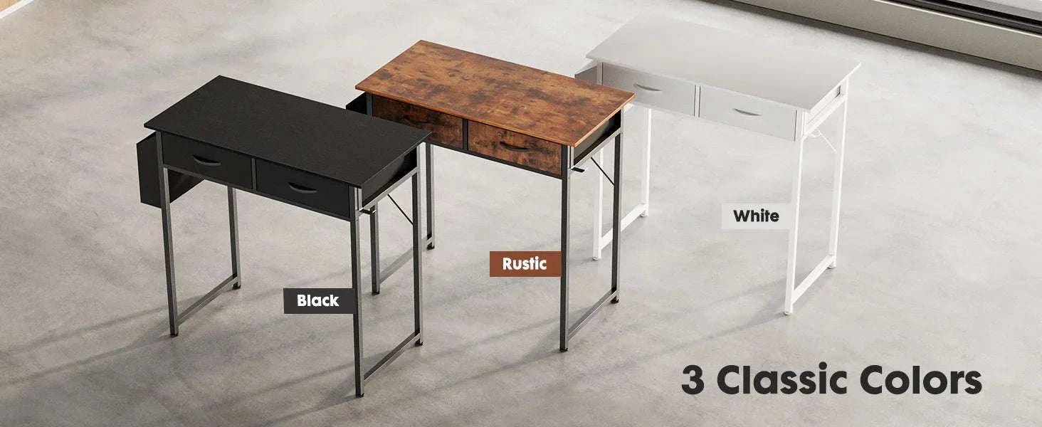 32-Inch Modern Office Desk with Fabric Drawers and Side Storage Bag-black / United States