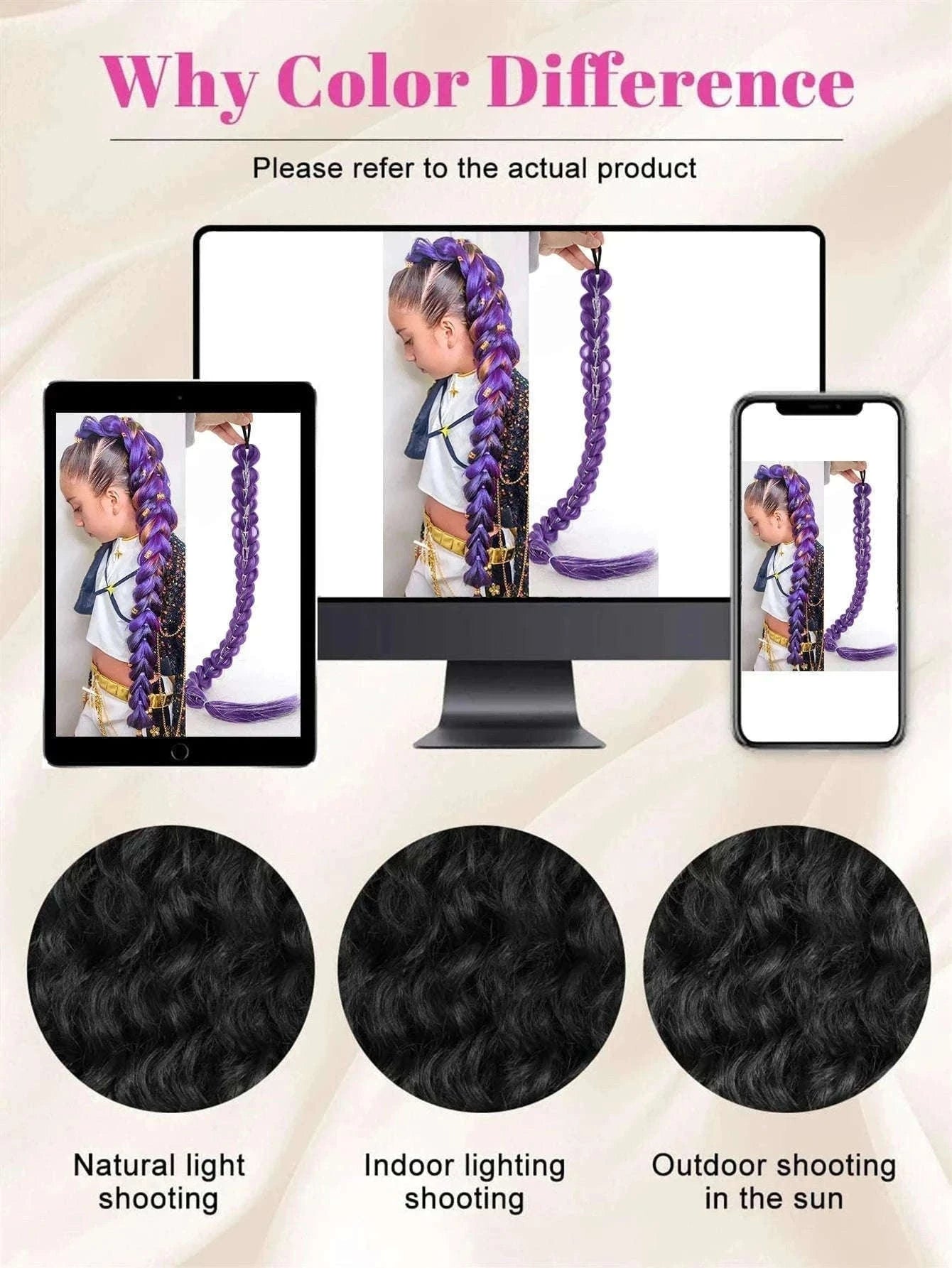 32-Inch Purple Braided Ponytail with Shiny Tinsel-PY716-32-PUR