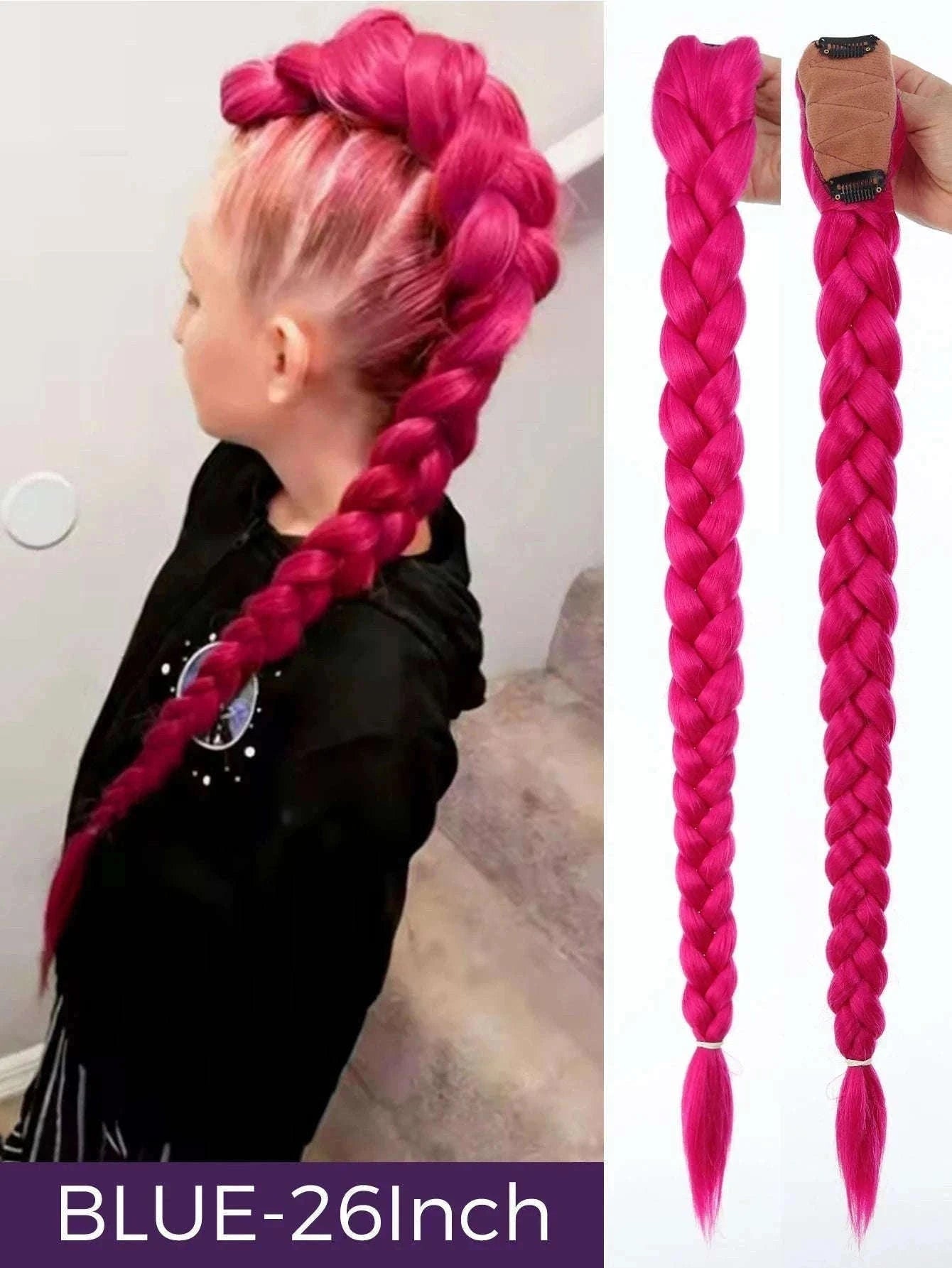 32-Inch Purple Braided Ponytail with Shiny Tinsel-PY716-32-PUR