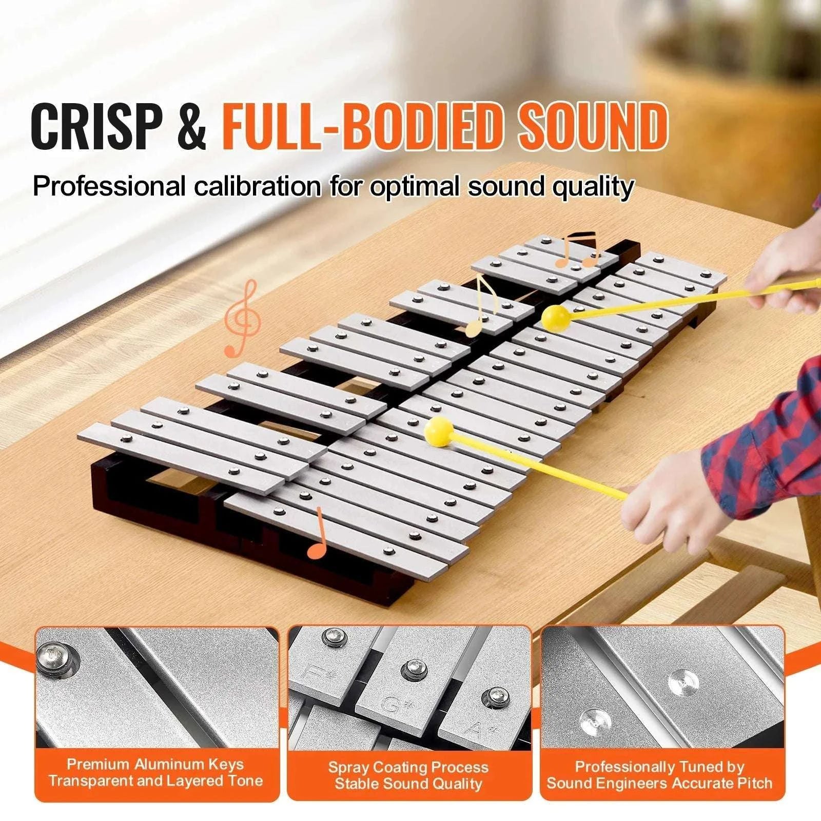 32 Note Glockenspiel Xylophone Kit with Stand, Mallets & Bag-Without Stand Pad / United States