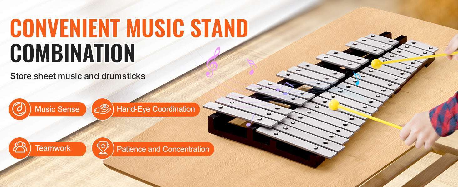 32 Note Glockenspiel Xylophone Kit with Stand, Mallets & Bag-Without Stand Pad / United States